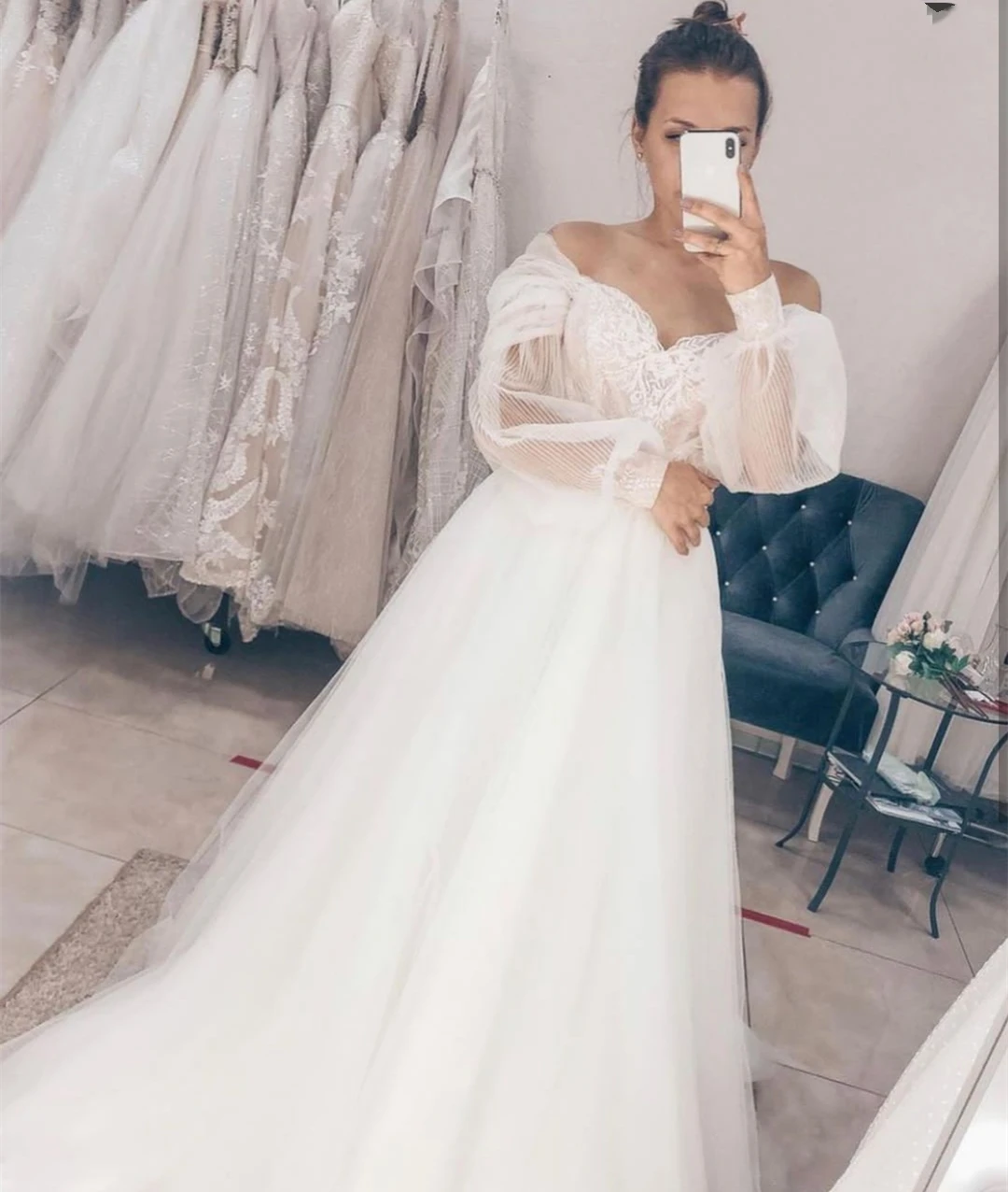 Abito da sposa rustico 2021 Sweetheart lunghezza del pavimento abito da sposa manica lunga soffio senza maniche Robe De Mariee bianco elegante splendido