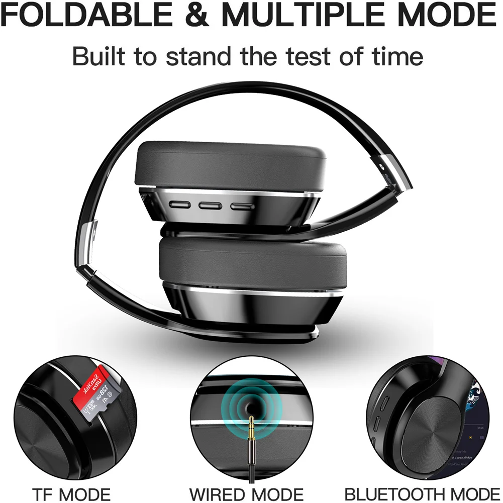 Wireless Headphones Bluetooth Foldable Earphone Support TF Card/FM radio 8D Stereo Headset With HD Mic for Phone xiaomi Tv Pc