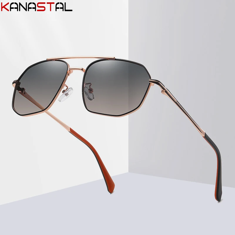 Men Polarized Sunglasses Bicolor Polygon Frame Sun Shade Mirror Eyewear Spring Summer Driving Outdoor Cycling Sun Eyeglasses Men