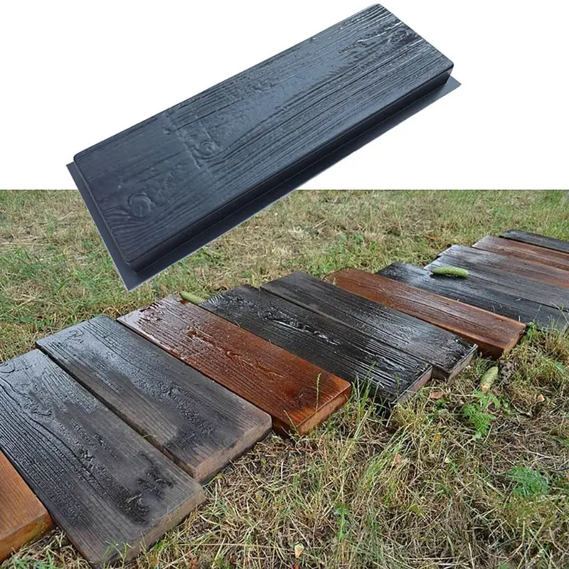 2pcs Imitation Wood Grain DIY Path Maker Paving Cement Brick Mold Stepping Pavement Road Concrete Mould