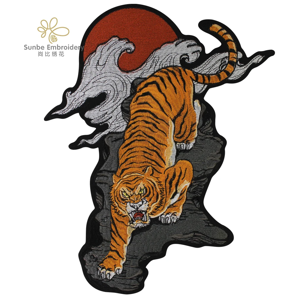 Large Tiger Embroidery Applique Iron on Patches Decorative Leather Jacket  Backpack Sewing Accessories