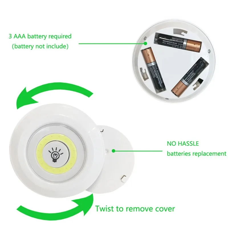 Imagem -03 - Luz Noturna de Controle Remoto sem Fio Led Super Bright Cob sob a Luz do Armário Lâmpada Regulável do Armário Armário do Quarto de Casa 3w