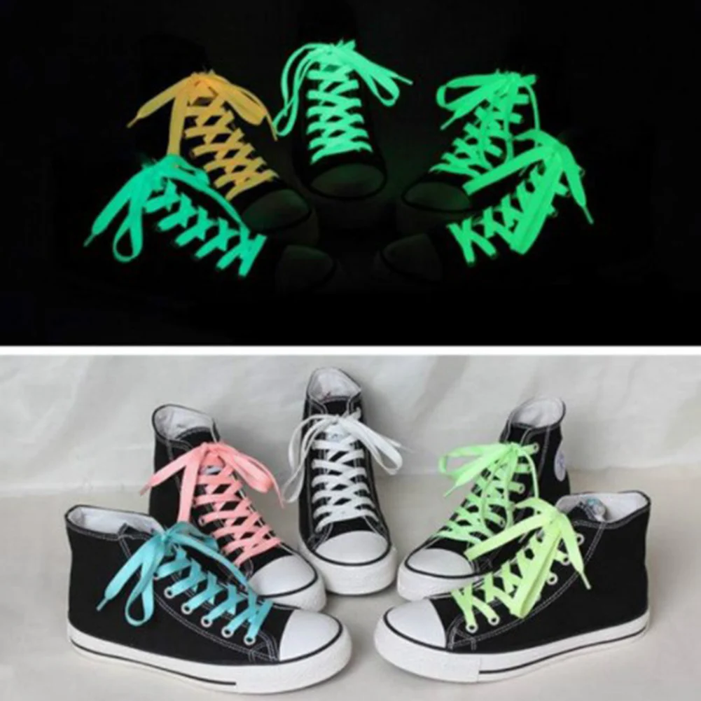 Luminous Shoelaces Athletic Sport płaskie byt płucienny sznurowadła świecące w ciemności noc kolor fluorescencyjny Shoelace