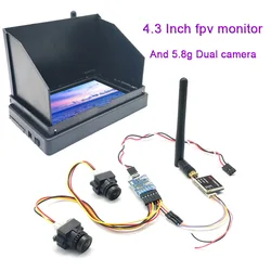 5.8G 48CH 4.3 Inch FPV Monitor 480*272px and 3 channel Dual Video camera FPV 5.8G 600mW Video Transmitter for RC Car RC plane