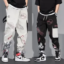 Men Pants Spring and Autumn Cargo Pants Man Fashion Hip Hop Casual Pants Loose Korean Drawstring Men Joggers Sweatpants