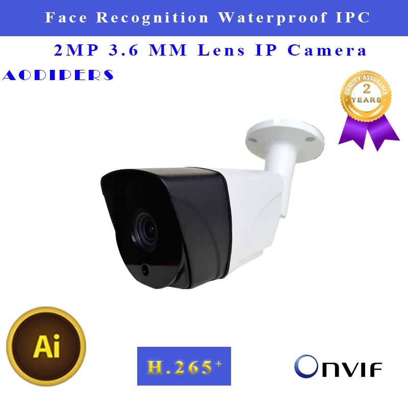 

Face Recognition IP Camera 1080P Supports 3.6 mm lens infrared H.265 H.264 Waterproof Bullet Camera For CCTV Camera Surveillance