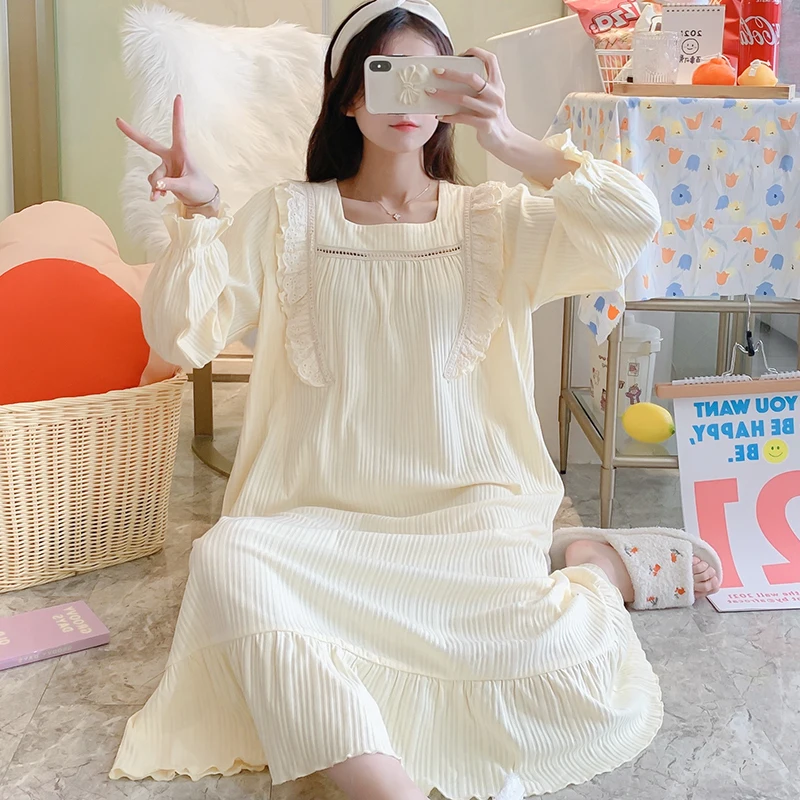 100% Cotton Maternity Nursing Long Night Dress Large Size Loose Robe Clothes for Pregnant Women Summer Pregnancy Sleep Home Wear