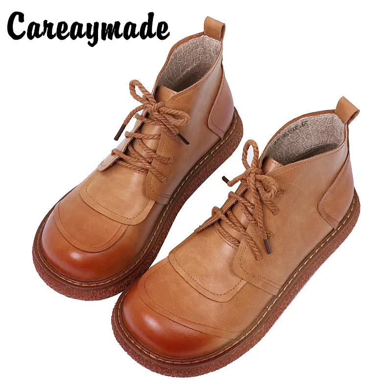 

Careaymade-Hot,Handmade PU retro Casual Boots with Thick Bottom, Round Head, Big-head Leisure Boots of College,3 colors