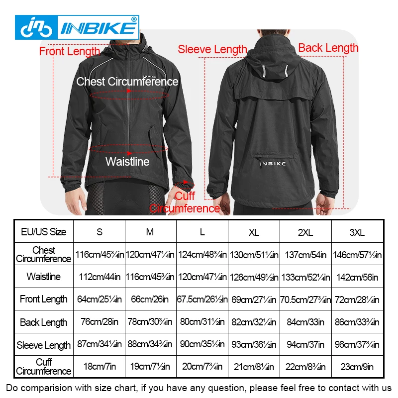 INBIKE Cycling Rain Jackets Men with Hooded Waterproof Bicycle Jackets MTB Road Raincoat for Cycling Reflective Bike Clothing