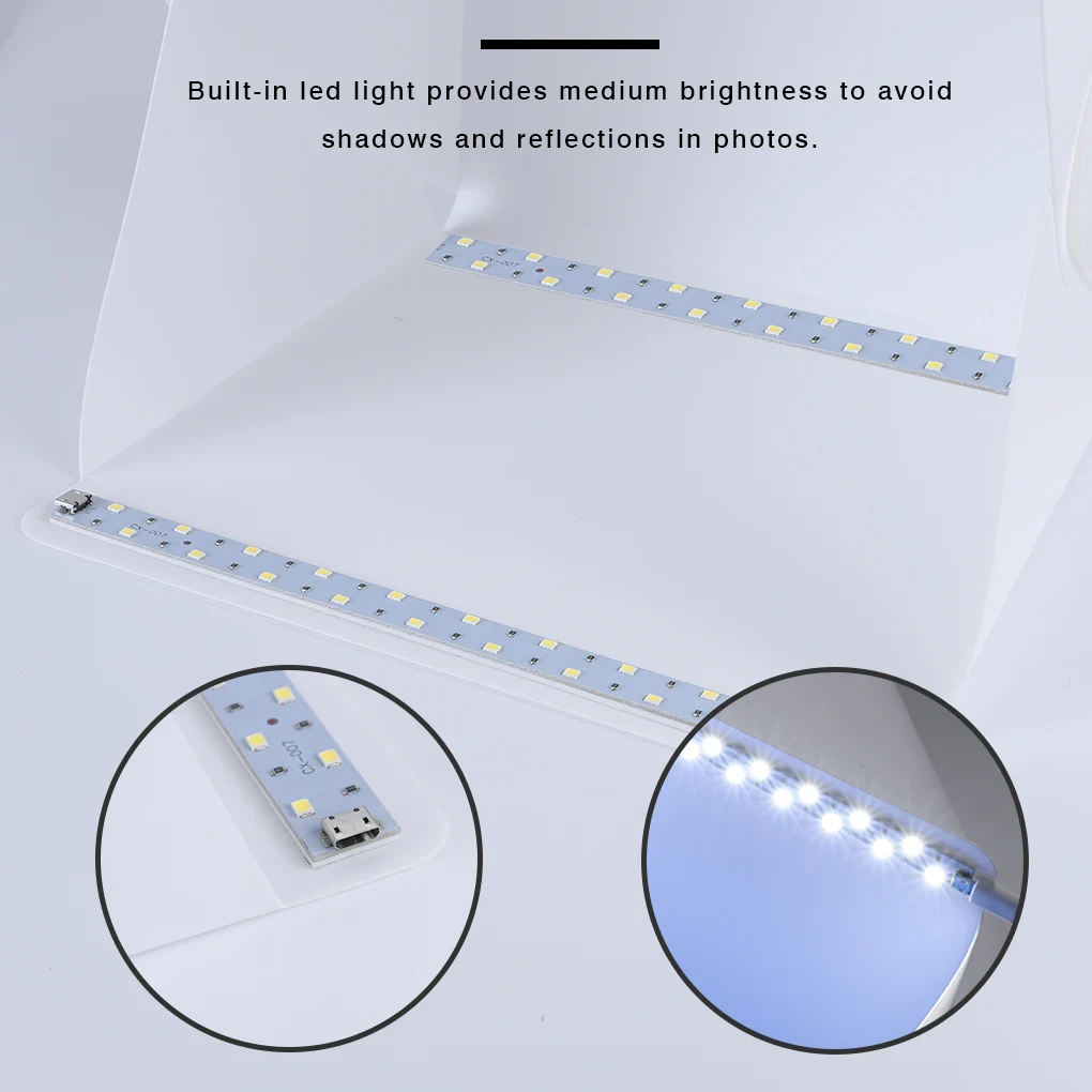 Portable Folding Lightbox Photography LED Light Room Photo Studio Light Tent Soft Box Backdrops Photobox for DSLR Camera