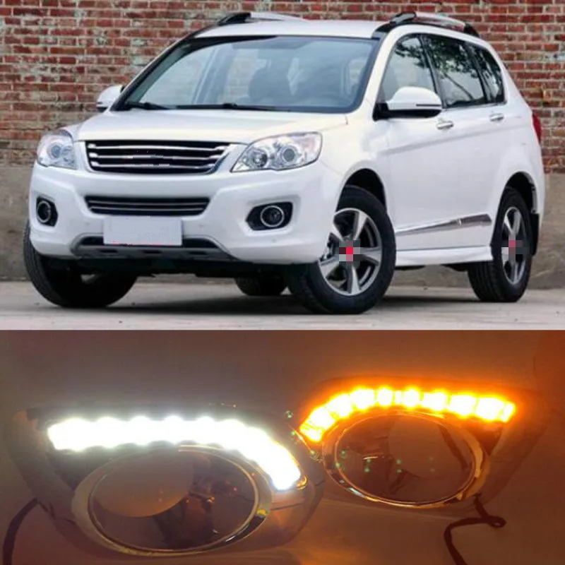 For Great Wall Haval H6 Hover H6 2013-2016 LED Daytime Running Lights Turn signal DRL Drive Light with fog lamp hole