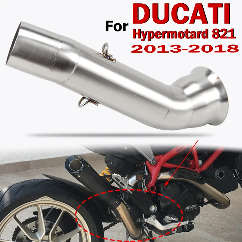 Slip-On For Ducati Hypermotard 821 2013-2018 Motorcycle Exhaust Middle link Pipe 51mm Muffler Connect Tube Escape Moto Down Pipe