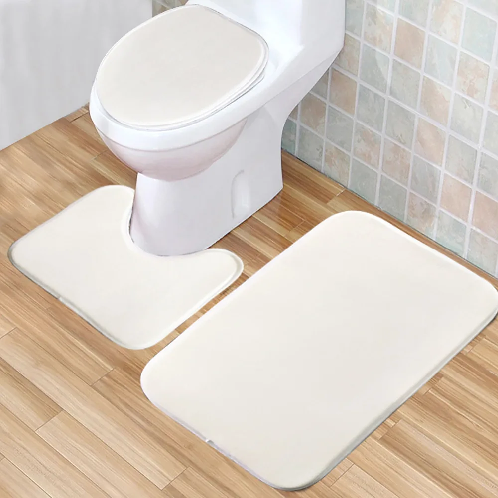 Sublimation Blank Bathroom Bath Mat Set Toilet Non Slip 3PCS Bath Mat Bathroom Rug Shower Carpets Set Toilet Lid Cover Floor Mat