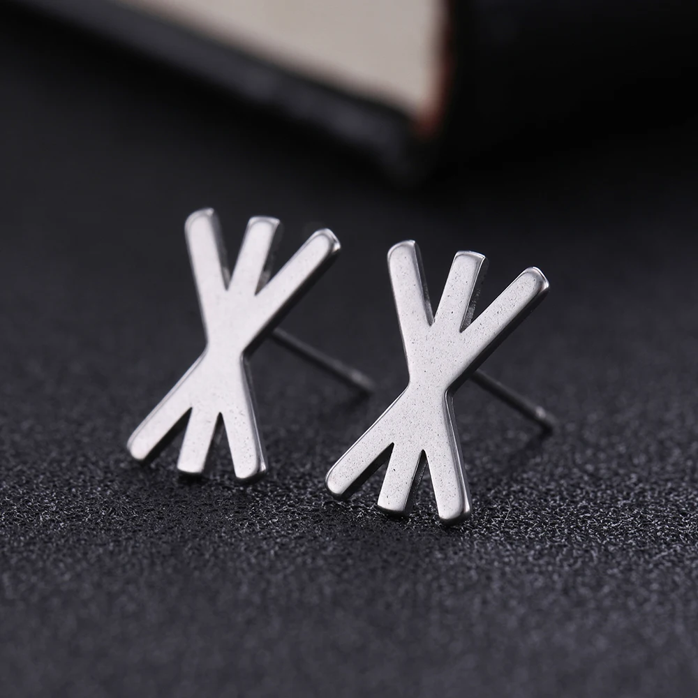 Dawapara Runes Letter Simple Fashion Earrings Stainless Steel Jewelry  Metal  Unisex  Trendy Stud Earrings