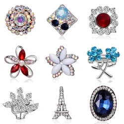 Elegant Geometric Hollow Glass Flower Rhinestone Small Brooch Crystal Mini Cute Pins for Women Wedding Bouquets Jewelry Gifts