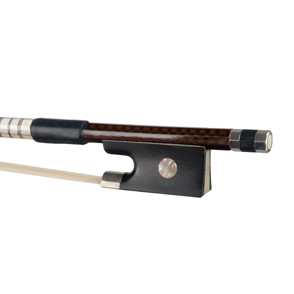 NAOMI Advanced 4/4 Violin/Fiddle Bow Grid Carbon Fiber Bow White Mongolia Horsehair Sheepskin Grip Ebony Frog Durable Use