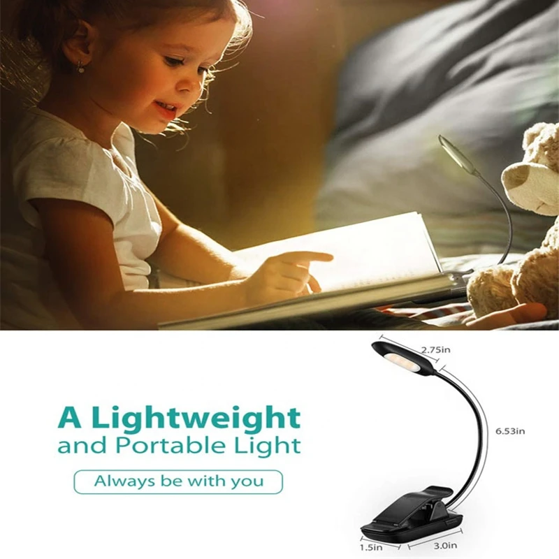 USB Rechargeable Book Light Clip Table Lamp Reading Desk Lamp Wireless Desk Lamp Reading Light LED Night Light Laptop Lamp