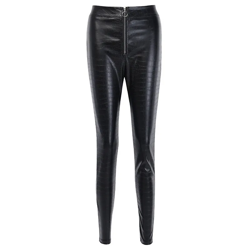 Elegant Pu High Waist Faux Leather Pants Women Leggings Skinny Office Ladies Trousers Casual Slim Black Straight Pencil Pants