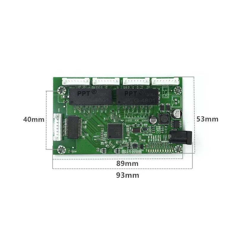 OEM PBC 8 ميناء جيجابت محول ايثرنت 8 ميناء مع 8 دبوس طريقة رأس 10/100/1000m Hub 8way السلطة دبوس لوحة دارات مطبوعة OEM برغي هول