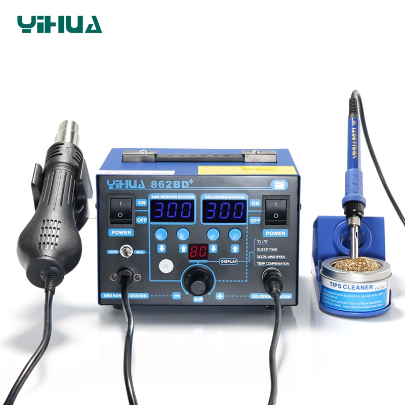 High Power YIHUA 862BD+ Hot Air Gun Soldering Station With Imported Heater Used For Phone Repair And Solder