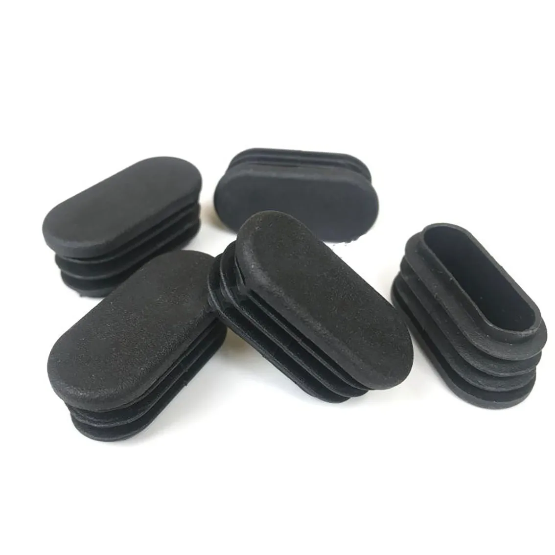 Tappo interno in plastica ovale nero 15 * 30mm-30 * 70mm Guarnizione di protezione Guarnizione antipolvere Tappi di copertura per bulloni per tubi per mobili