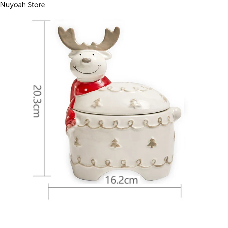 Creative Elk-shaped Ceramic Storage Jar Snack Storage Jar Ceramic Jar Christmas Storage Box Decoration Kitchen Storage Supplies