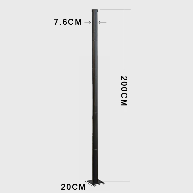 Dia76*1920mm Height Diameter Street Light Pole Garden Lamp Split High Pole Solar Landscape Lighting Support Stand