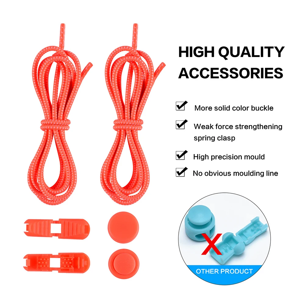 5 Pcs Sneaker Elastic Lazy Shoelaces No Tie Shoe Quick  Laces Colored Round Silicone Rubber Band Shoelace Buckle