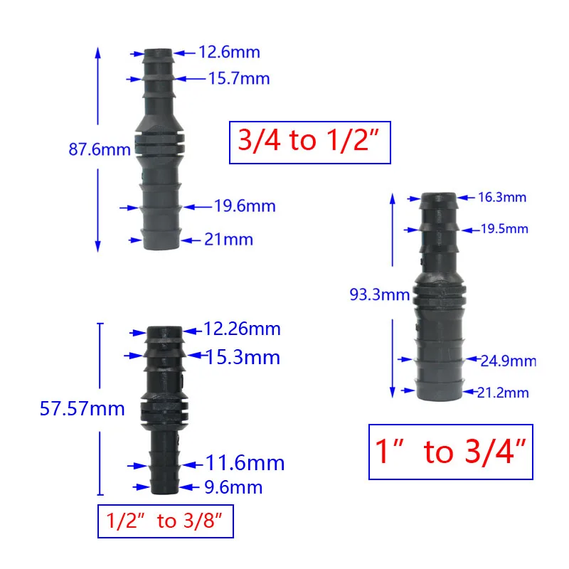 

Garden Hose 25 To 20 To 16 To 8/11 Hose Reducing Barb Connector Garden Tap 1" To 3/4 1/2 3/8 Hose Irrigation Connector
