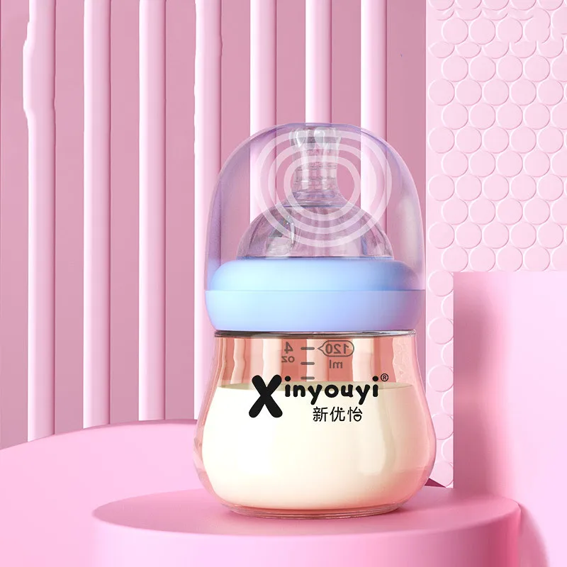 

120ml Baby Bottles Wide Mouth Anti-Flatulence Newborn Feeding Bottle Light Compact Suitable Infant BPA Free Soft Silicone Nipple