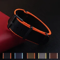 Silvery Black buckle 20mm 22mm Premium Quality Herringbone Seatbelt Military Watch Band Nylon Strap For SKX 280mm long