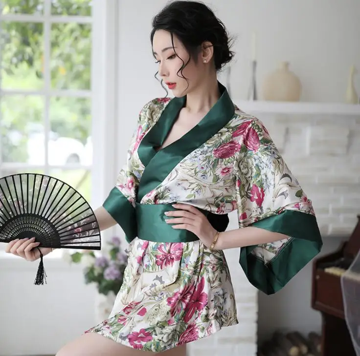 Japanese Sexy Woman Bathrobe Short Nightgown Kimono Mujer Uniform Outer Garment