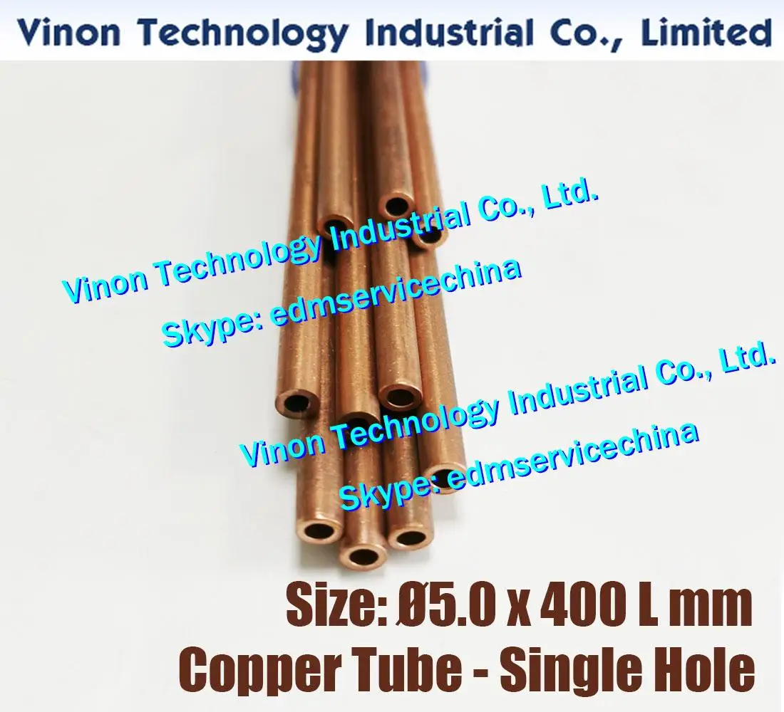 (30PCS/LOT) 5.0x400LMM Copper Tube Single Hole, Copper EDM Tubing Electrode Tube diameter 5.0mm Length 400mm