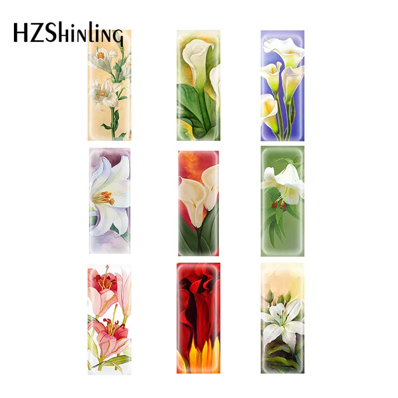 Zantedeschia Aethiopica Calla Lily Rectangular Glass Shaped Cabochons Jewelry Findings & Components Semi Finished Jewelry