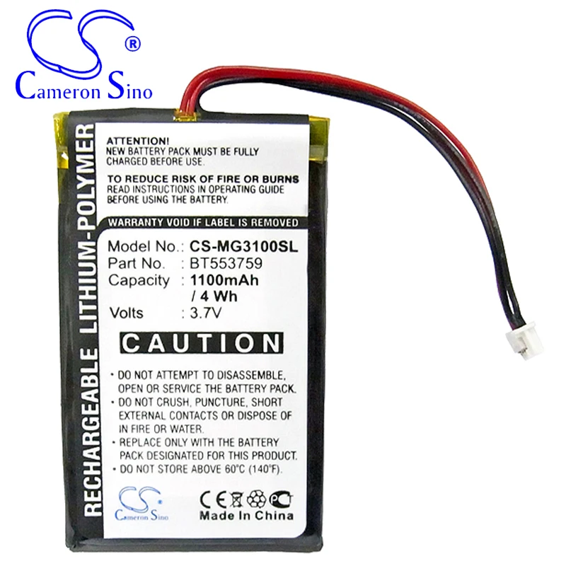 CameronSino – batterie pour typhon MyGuide 3100, pour GPS BT553759, pour navigateur 1100mAh, 3.70V, li-polymère noir