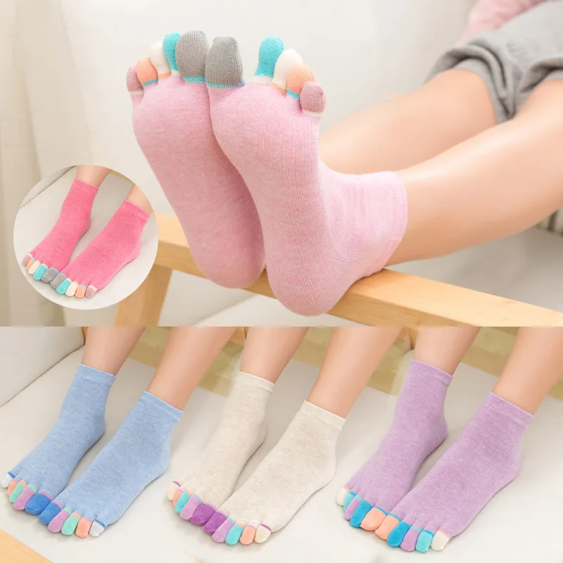 

Short 5 Finger Socks for Women Lady Girl Cotton Soft Elastic Breathable Young Casual Colorful Toe Female Student Socks 4 Seasons