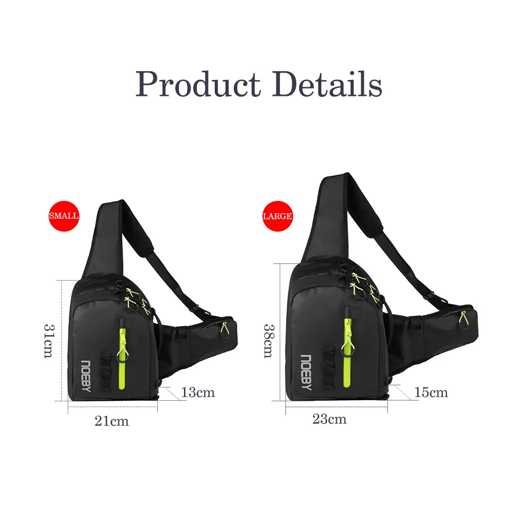 NOEBY Sling Pack Tackle Bag Waterproof Nylon Chest Bag Multifunctional Outdoor 2 Size for Camping Hiking Fishing Tackle Bags