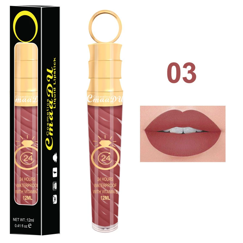 Lápiz labial líquido mate resistente al agua, pigmento Sexy de larga duración, brillo de labios rojo desnudo, tinte, maquillaje, Cosméticos de belleza T0805