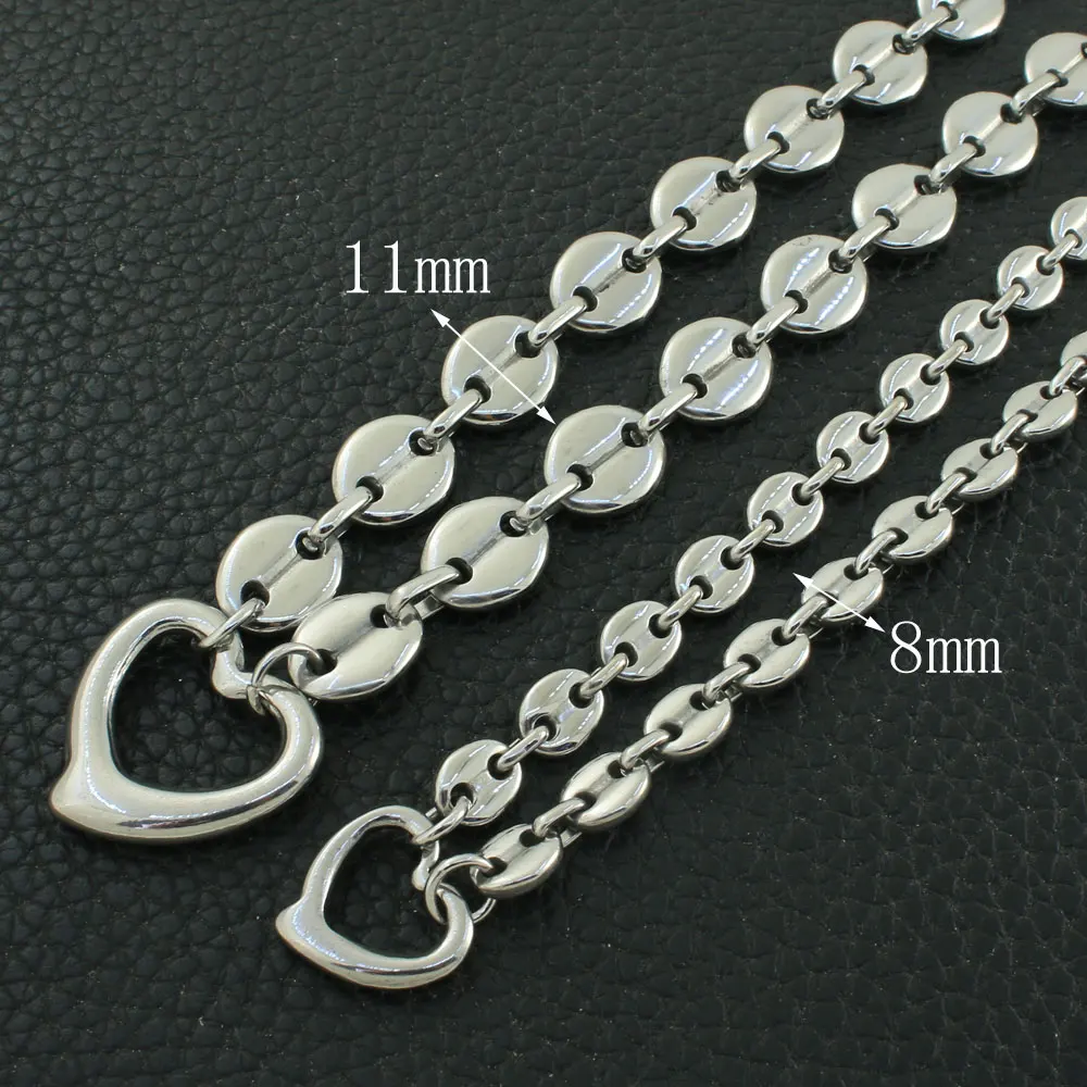 Stainless Steel Heart Gold Color Fashion Link Necklace Bracelet Simple Jewelry Sets High-quality For Gift SCAZBICI