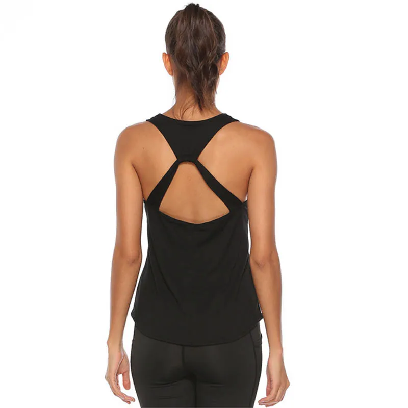 Women Sleeveless Workout Tank Top Hollow-out Back Loosen Yoga Fitness Vest Tops Gym Exercise Undershirts Ladies