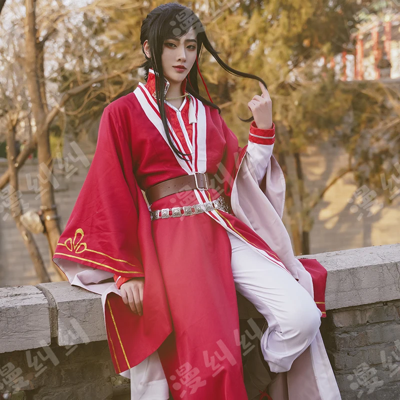 Disfraces de Cosplay de Anime Tian Guan Ci Fu Hua Cheng, conjuntos rojos de San Lang, pelucas Hua Cheng, disfraces de fiesta, peluca y zapatos de Halloween