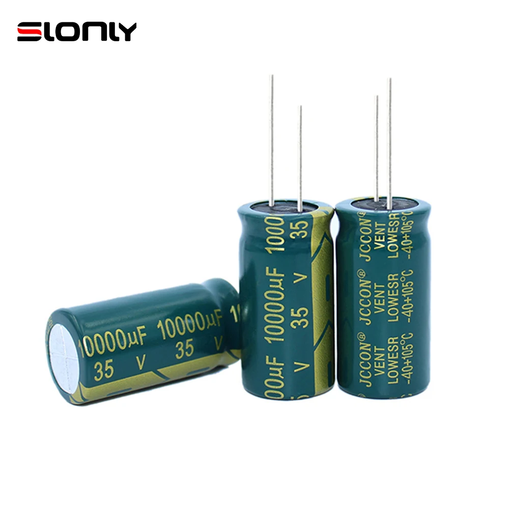 3pcs-15pcs/lots of 18x35mm 10000uF 35V JCCON Pitch 7.5mm Green Gold Audio Amplifier High Frequency Low Resistance Capacitors