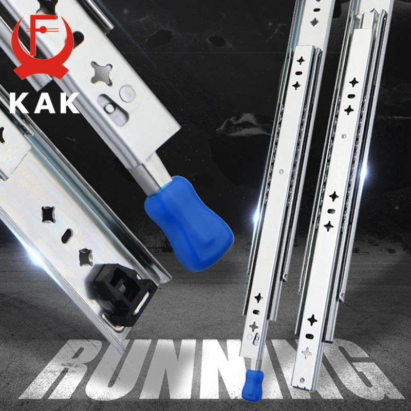 Imagem -03 - Kak Corredores de Gaveta com Fechadura Corrediça de 10 a 50 Polegadas com Rolamento de Esferas Três Dobras Extensão Completa Trilho Resistente Deslize de Gaveta Hardware