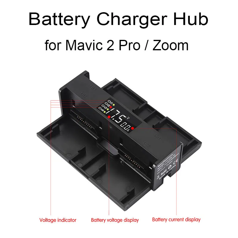 4 in 1 Battery Charging Hub For DJI Mavic 2 Pro Zoom Drone Portable Intelligent Charger Band LED Digit Display Accessories