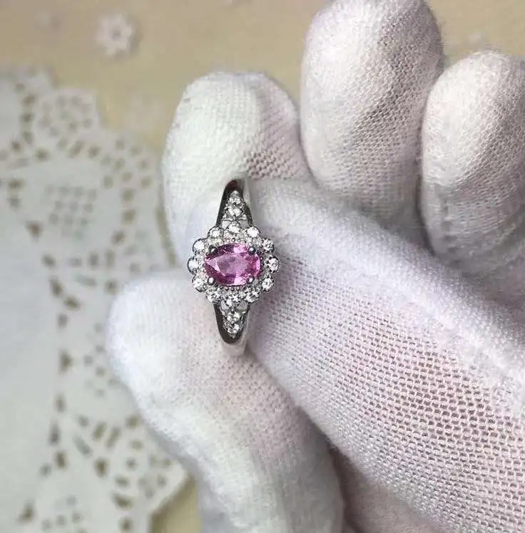 handworked Natural And Real Pink Sapphire Ring  For Women 925 Sterling Silver Fine Jewerly Wedding Party ring