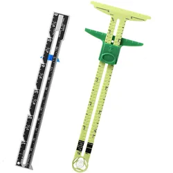 2PC Sewing Seam Ruler Measuring Gauge Patchwork Quilting Tailor Ruler Sizer Helper Aluminum Plastic Sliding Gauge YJ355