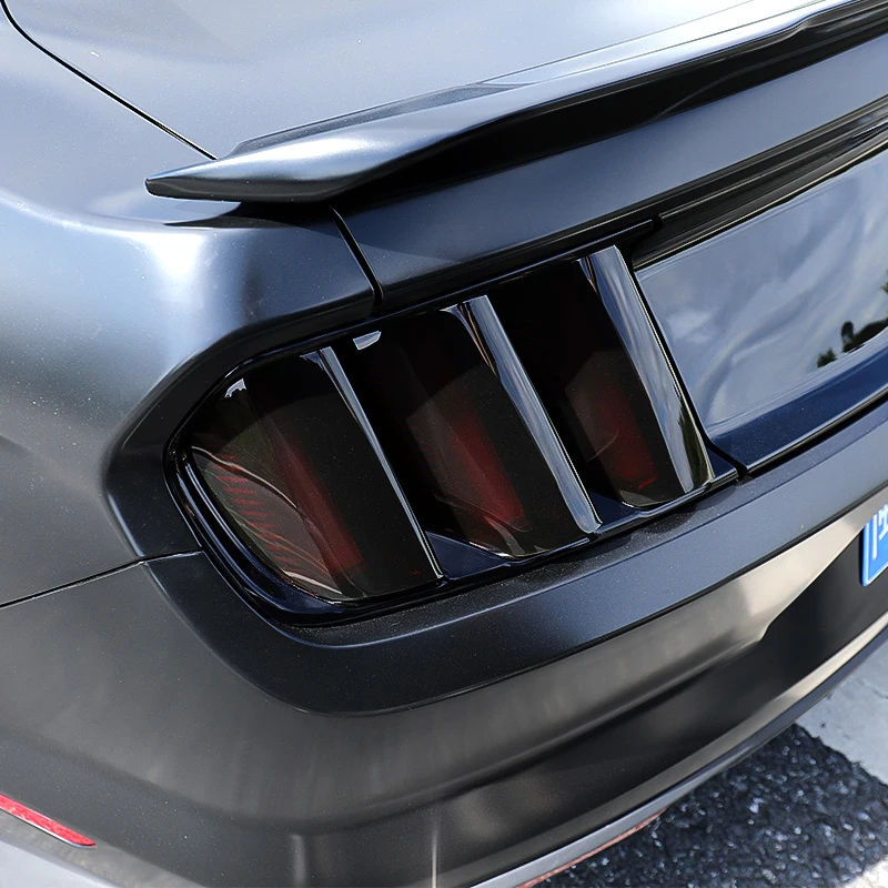 

QHCP Car Rear Tail Light Cover Taillight Sticker Garnish Lamp Hood Acrylic Smoked Black Fit For Ford Mustang 2015-2017 Accessory