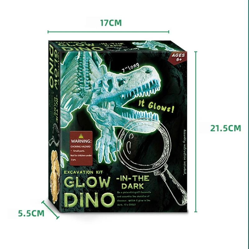 Dinosaurus Fossiel Opgraving Kits Onderwijs Archeologie Prachtige Jurassic Speelgoed Set Kinderen Lichtgevende Tyrant Skelet Model Gift