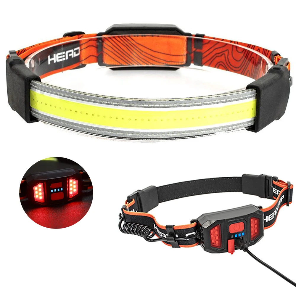 The New COB LED Headlight Has Built-in Battery USB Rechargeable 3 Modes Ultra-thin Durable Elastic Headband Mini Headlamp Torch