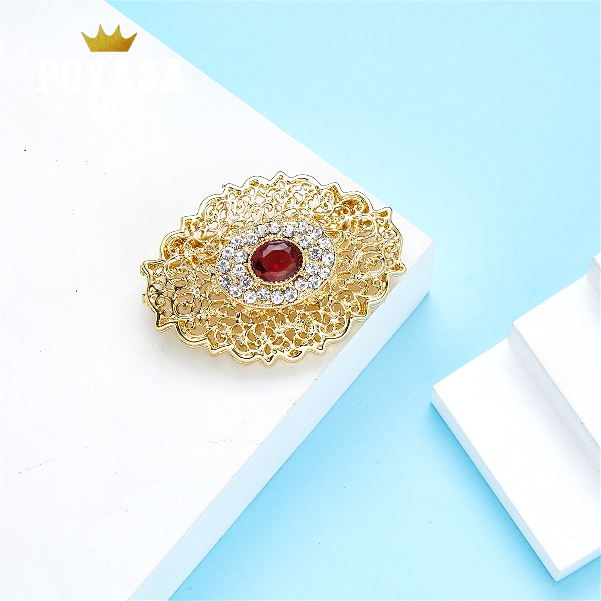 Aug Gold Color Brooch Color Stone Fashion Jewelry Alloy Brooch